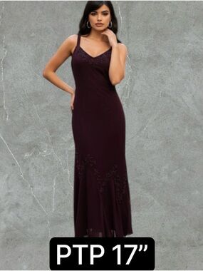 💎Vintage Deep Purple Beaded Midi Dress